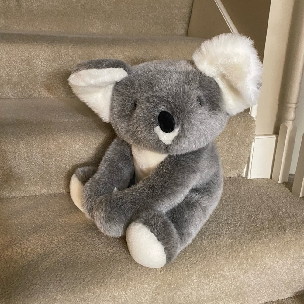 Vintage Chrisha Playful Plush Koala Stuffed Animal Toy Doll Gray White 15 Inch
